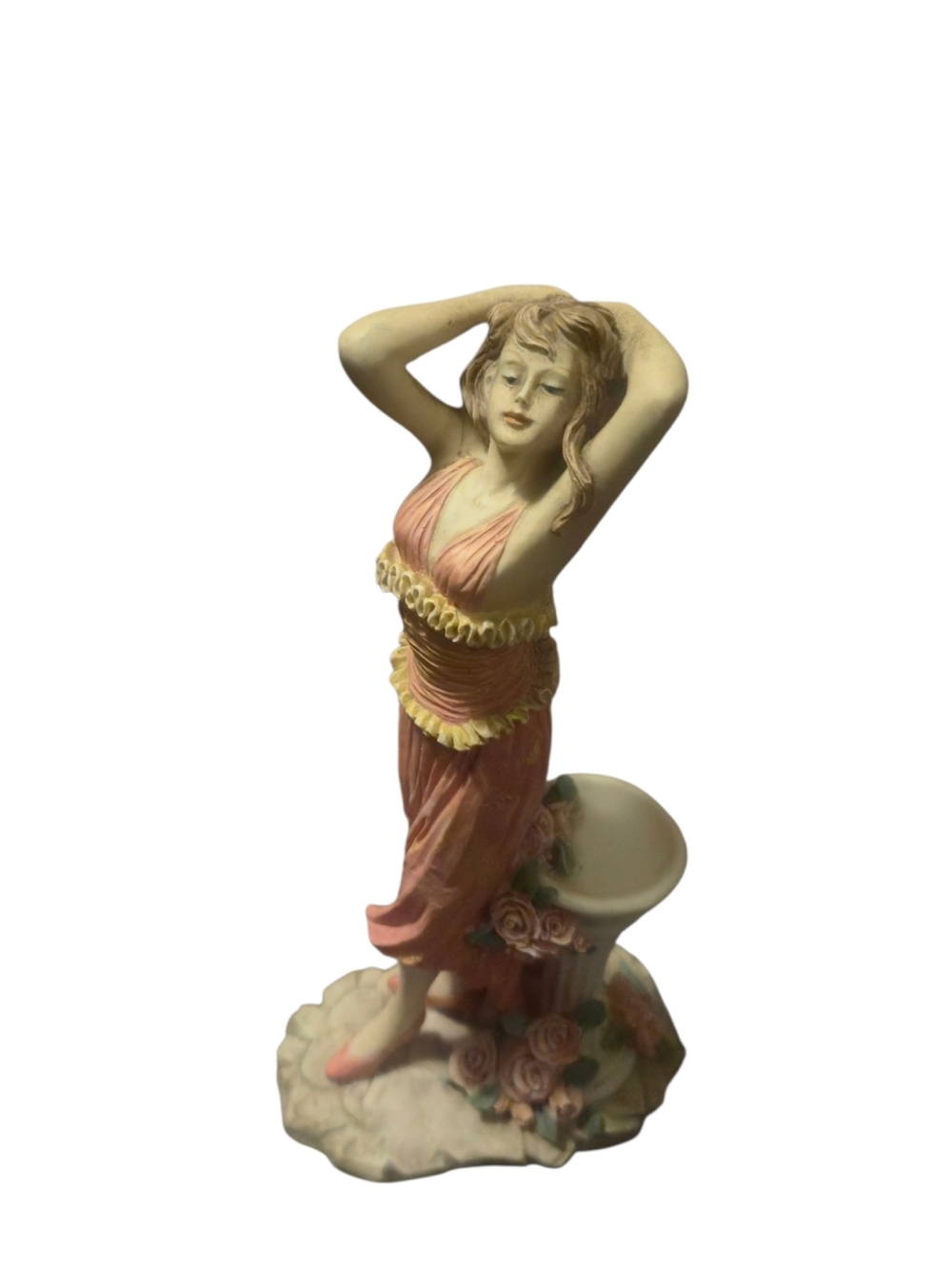 Pink and Cream Lady Figurine Decorative Accent